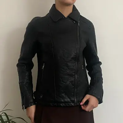 Nice And Chic Leather Jacket - Large Black Polyurethane