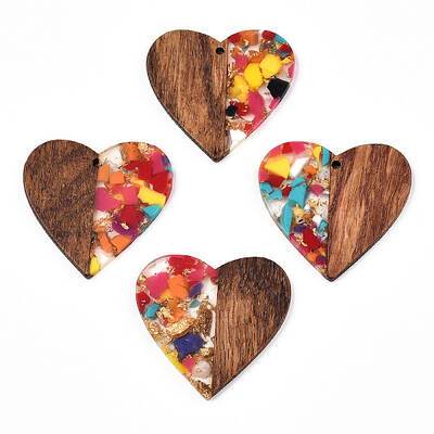 Transparent Resin & Walnut Wood Pendants