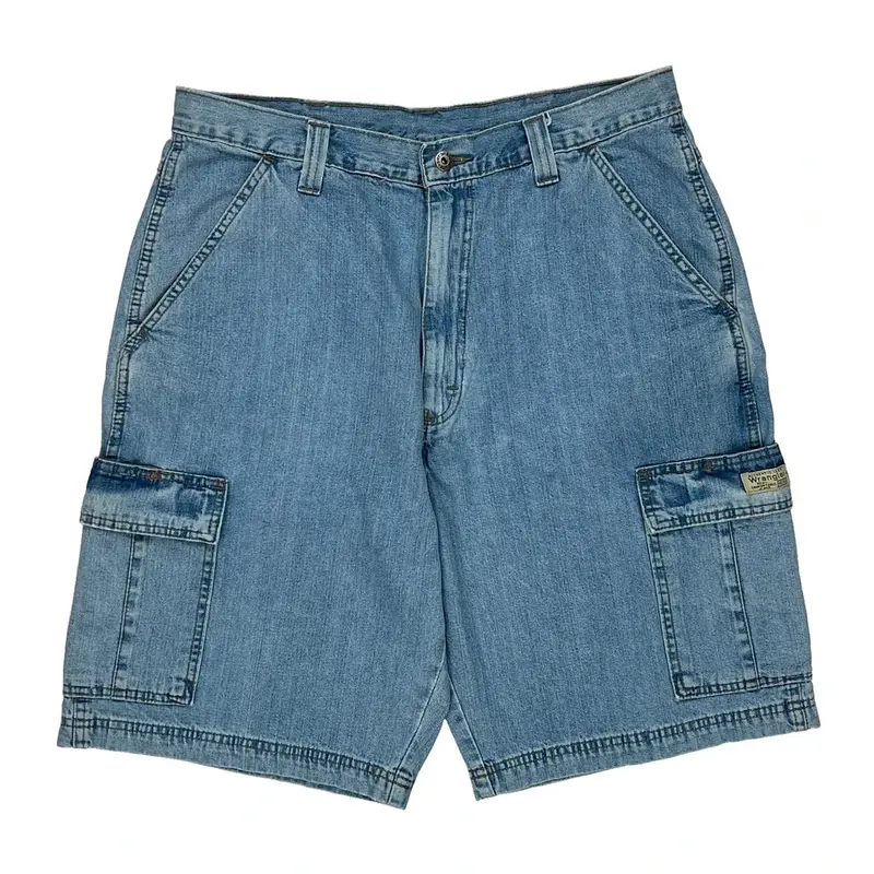 Wrangler Cargo Denim Shorts - 34W 10L Light Wash Cotton