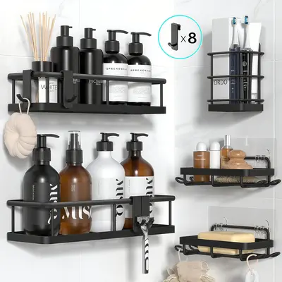 TRZZ Mega Deals Bathroom Shower Organizer Adhesive Shelves Rustproof Stainless Steel Large Capacity No Drilling Shower Caddy ...