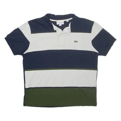 LACOSTE Classic Fit Mens Polo Shirt Blue Striped M