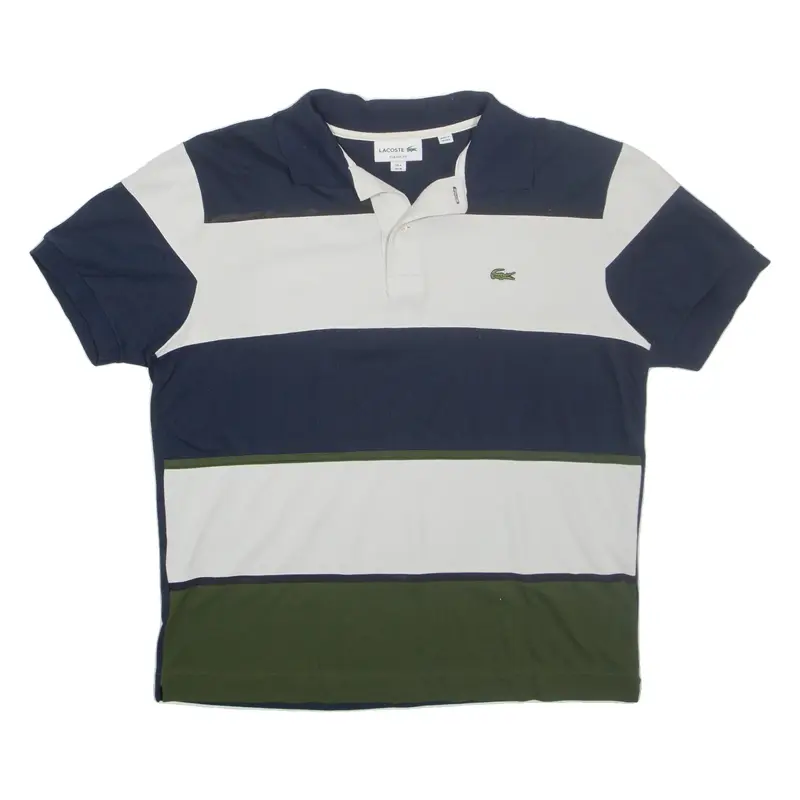 LACOSTE Classic Fit Mens Polo Shirt Blue Striped M