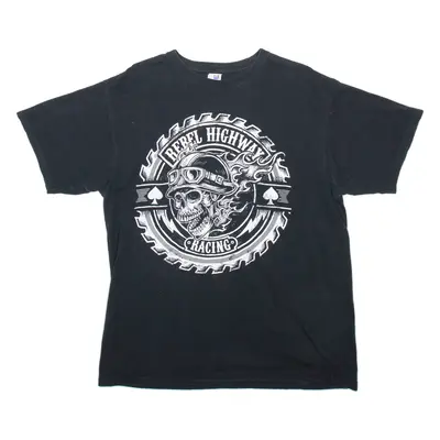 ANVIL Mens Biker T-Shirt Black L