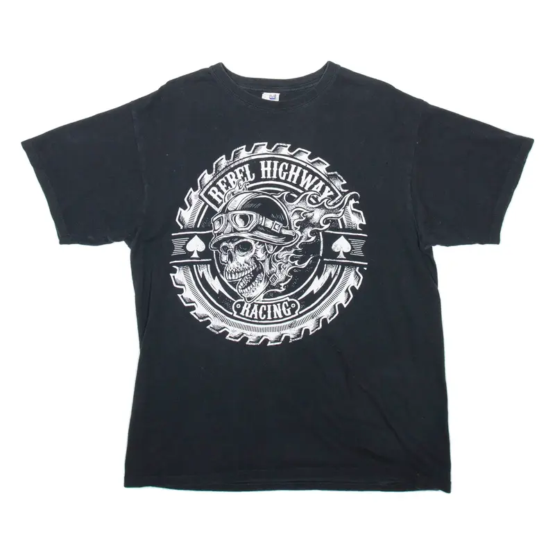 ANVIL Mens Biker T-Shirt Black L