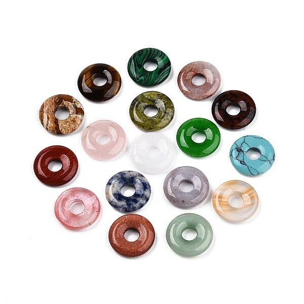 Natural & Synthetic Mixed Stone Donut Pendants