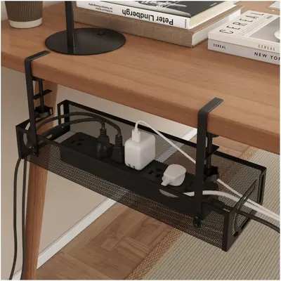 Under Desk Organizer, 1 Count Desk Cable Organizer, Cord Organizer for Desk, Under Desk Tray for Office, Home