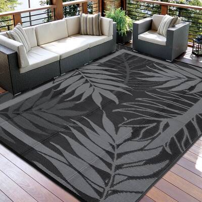 Garvee Modern Outdoor Plastic Rug 9x18ft – Waterproof & UV Resistant Patio Carpet – Heavy Duty, Reversible, Easy to Clean...