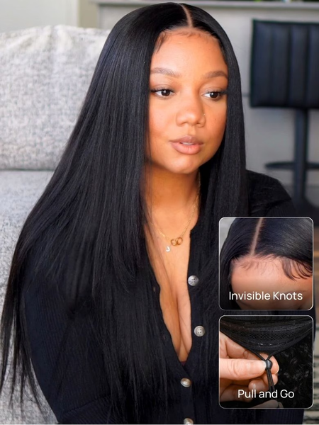 Nadula Yaki Straight 7x5 And 5x5 HD Lace Bye Bye Knots Glueless Lace Wig Put On and Go For Sale