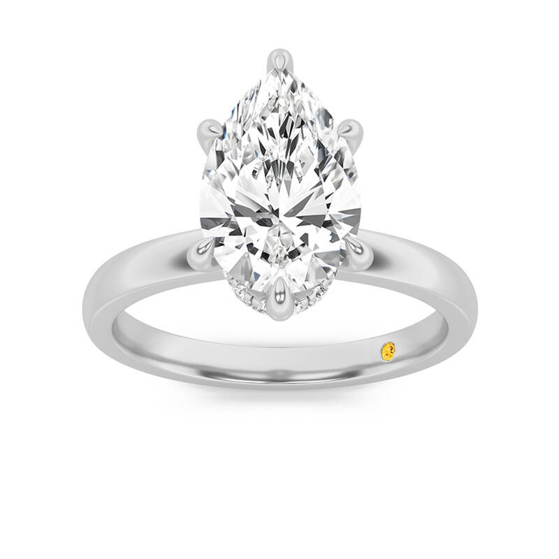 Laura Secret Halo Pear Shape Lab Grown Diamond Engagement Ring | 14K White Gold 2 1/10 CT. TW.
