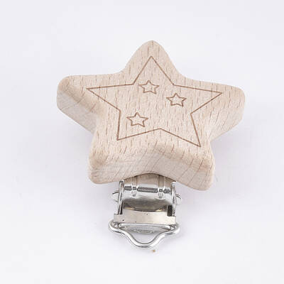 Beech Wood Baby Pacifier Holder Clips