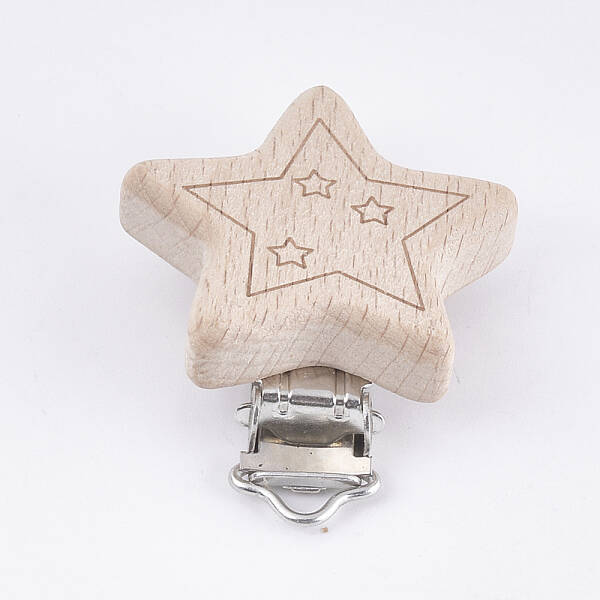 Beech Wood Baby Pacifier Holder Clips