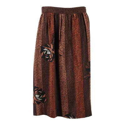 Womens Straight Skirt Brown Knee Length Viscose Crazy Pattern M