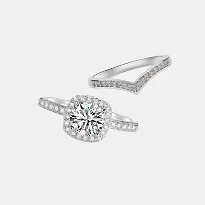 【13】CANOPUS Cushion Halo Synthetic Moissanite Ring– Elegant and Classic Choice for Special Events