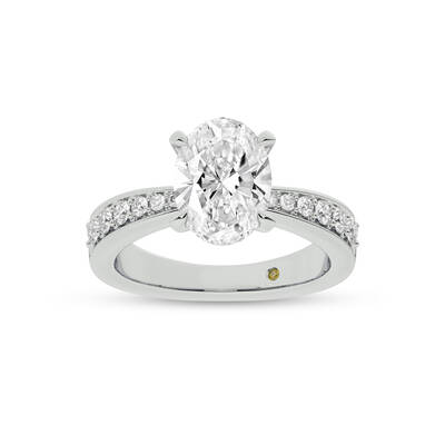 Rome Classic Pavé Set Oval Lab Grown Diamond Engagement Ring | 10K White Gold 3 7/8 CT. TW.