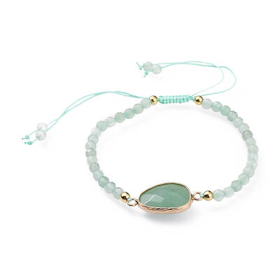 Adjustable Natural Green Aventurine Braided Bead Bracelets
