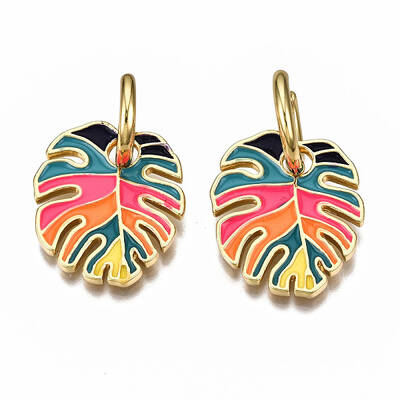 Brass Enamel Huggie Hoop Earrings