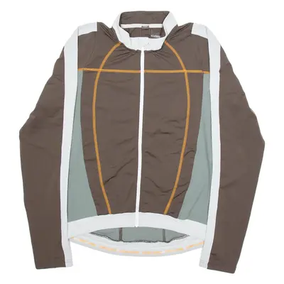 SCOTT Cycling Full Zip Mens Jersey Brown Long Sleeve M