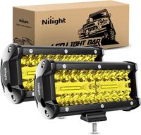 Nilight LED Pods 2Pcs 6.5 Inch 120W Yellow Flood Spot Combo Triple Row Driving Lamp Roof Bumper Off Road LED Work Lights Bar ...