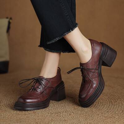 CHIKO Aaltje Round Toe Block Heels Oxfords Shoes