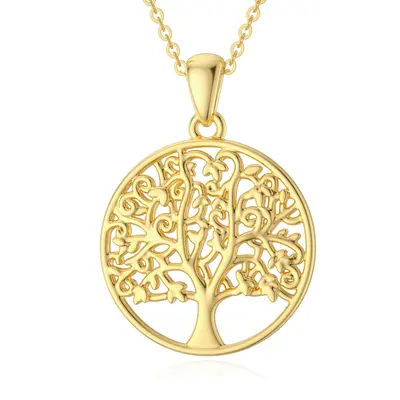 14K Gold Tree Of Life Pendant Necklace