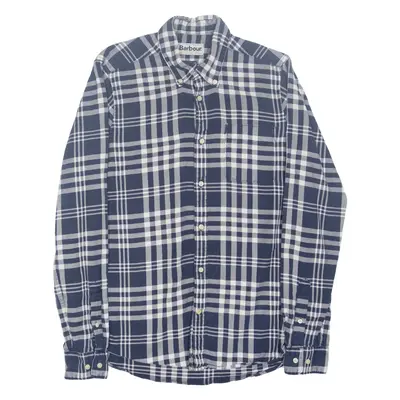 BARBOUR Tailored Fit Mens Shirt Blue Check Long Sleeve M