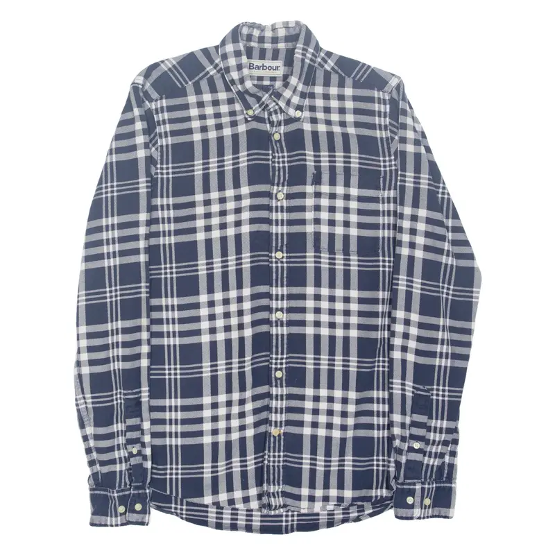 BARBOUR Tailored Fit Mens Shirt Blue Check Long Sleeve M