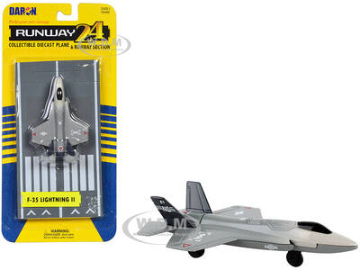 Lockheed Martin F-35 Lightning II Aircraft Gray Joint Strike Fighter with Runway Section Diecast Model Airplane by Runway24