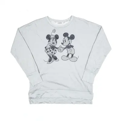 DISNEY Mickey Minnie Mouse Sweatshirt Grey Womens M