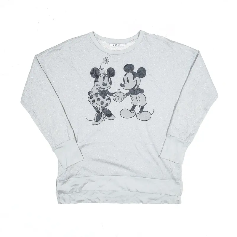 DISNEY Mickey Minnie Mouse Sweatshirt Grey Womens M
