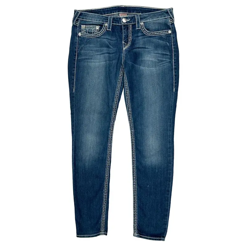 True Religion Skinny Jeans - 34W UK 12 Blue Cotton Blend