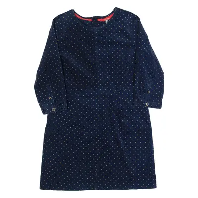 JOULES Womens Day Dress Blue Velvet Polka Dot Long Sleeve Knee Length UK 16