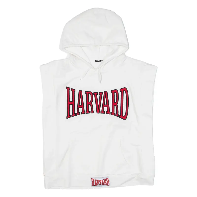 Harvard Sleeveless Mens White Hoodie USA L