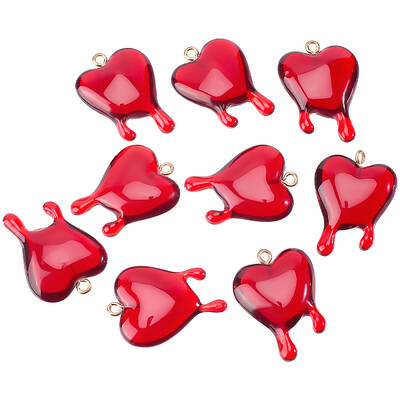 12Pcs Valentine's Day Transparent Resin Pendants