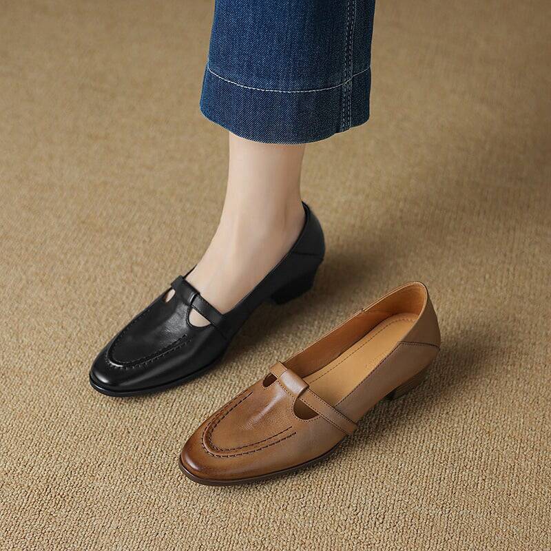 CHIKO Bebe Round Toe Block Heels T-Strap Shoes
