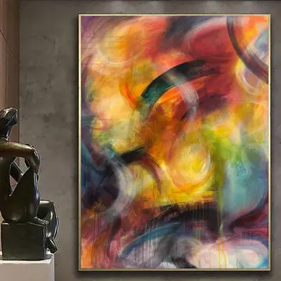 Abstract Colorful Painting Modern Canvas Wall Art Colorful Artwork Acrylic Painting Abstract Oil Painting Modern Fine Art Wal...