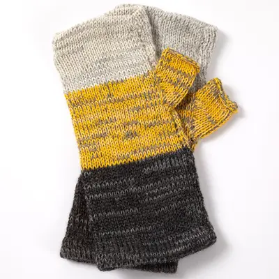 Handmade 100% Alpaca Fingerless Mittens - Fair Trade From Bolivia - Pastel Stripes