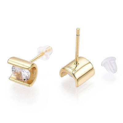 925 Sterling Silver Micro Pave Cubic Zirconia Stud Earrings