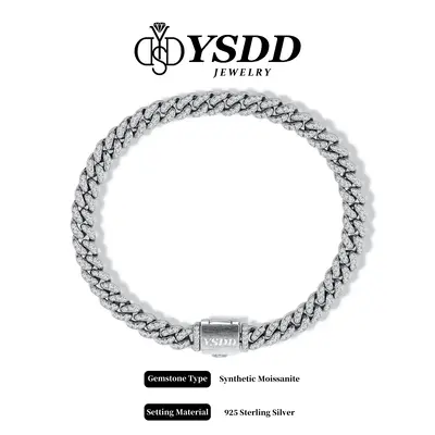 ă#355ă5mm Synthetic Moissanite Cuban Link Cuban Necklace and Necklace Jewelry in 925 Sterling Silver