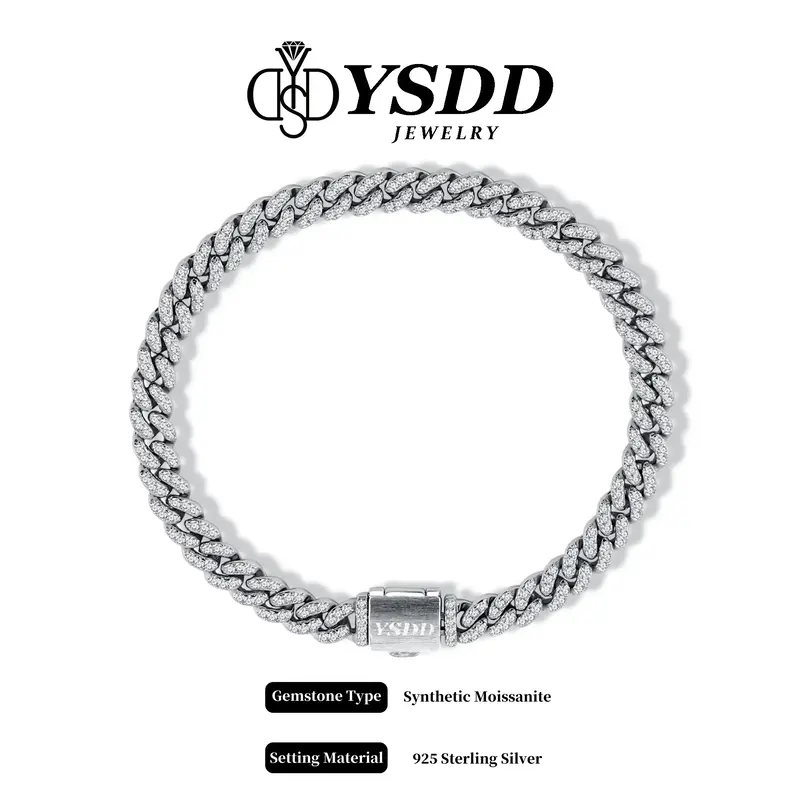 【#355】5mm Synthetic Moissanite Cuban Link Cuban Necklace and Necklace Jewelry in 925 Sterling Silver