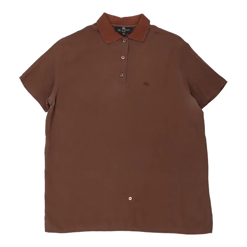 Etro Polo Shirt - Large Brown Silk