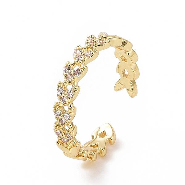 Clear Cubic Zirconia Heart Open Cuff Ring
