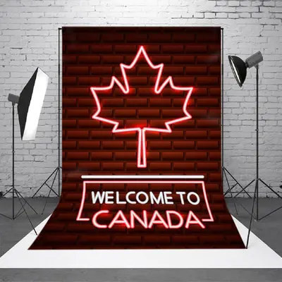 Brown Brick Wall Welcome To Canada Party Backdrop