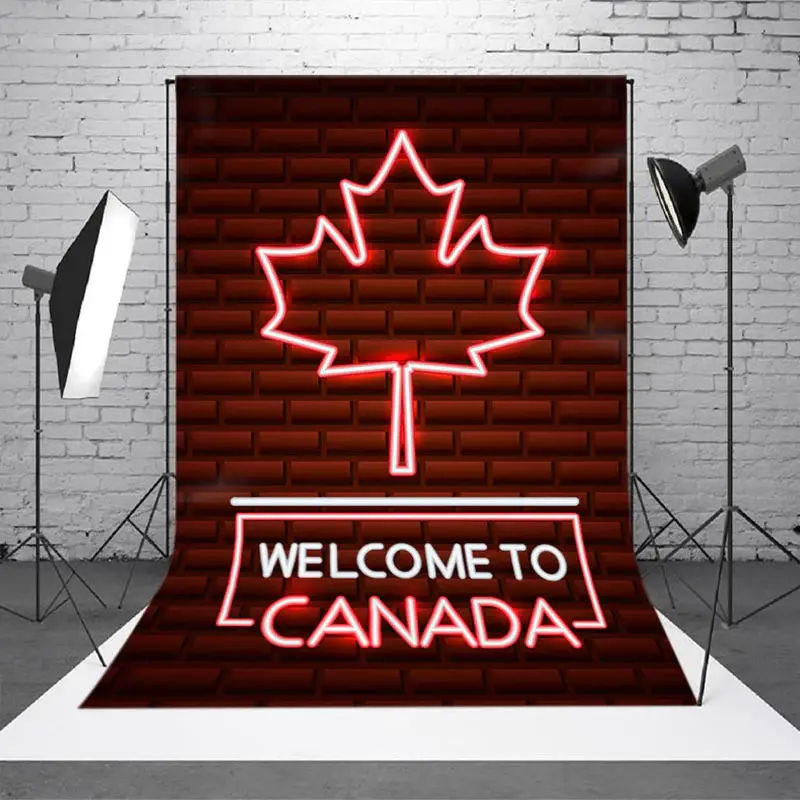 Brown Brick Wall Welcome To Canada Party Backdrop
