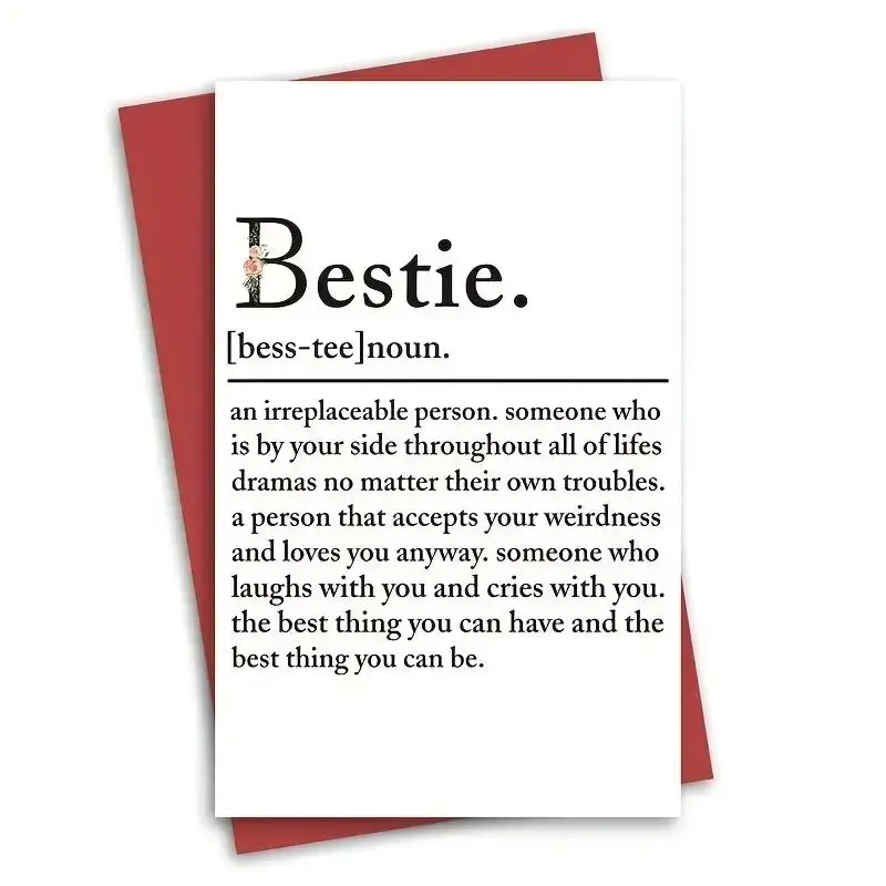 Funny Birthday Card for Bestie, 1 Count Friendship Slogan Gifts, Greeting Card, Happy Card for BFF