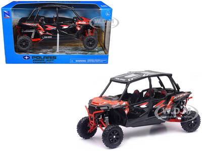 Polaris RZR XP 4 Turbo EPS Sport UTV Spectra Orange with Graphics and Black Top 1/18 Diecast Model by New Ray