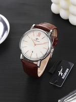 Men's Classic Business Fashion Round Dial Quartz Watch, Brown Pu Leather Strap Analog Watch, Fashion Watch for Party, Daily C...