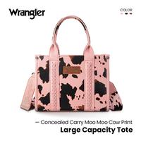 Wrangler [Live] Concealed Carry Moo Moo Cow Print Tote Handbag - Large Capacity Tote with Zipper for Phones, Cosmetics, Keys,...