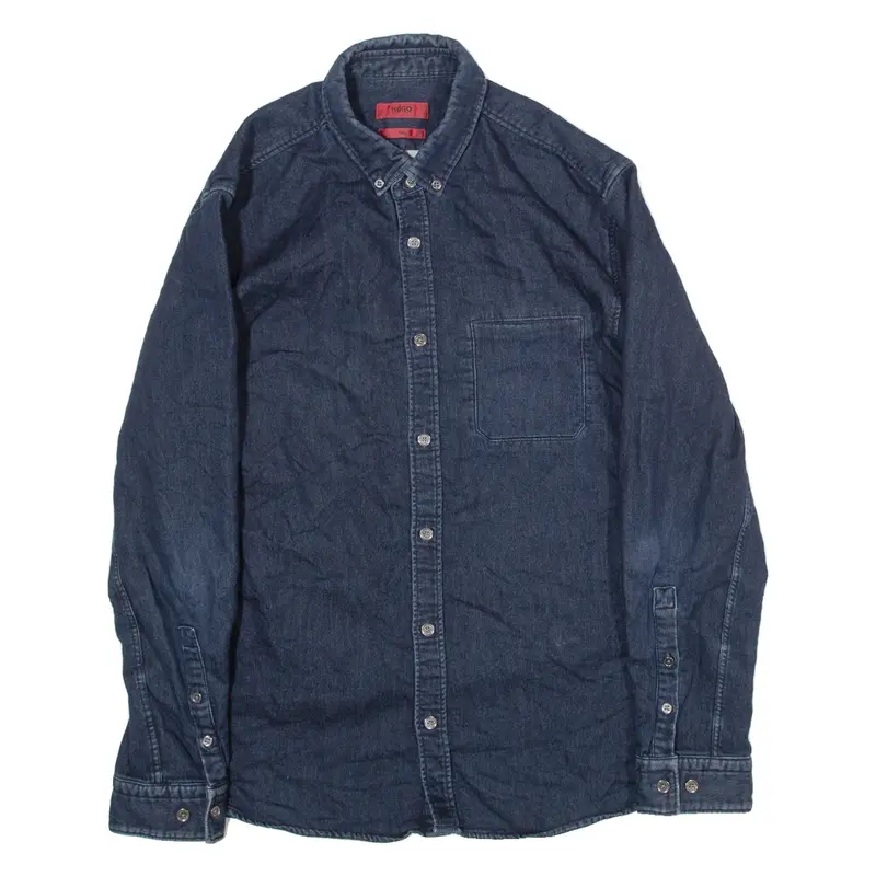 HUGO BOSS Slim Fit Mens Plain Shirt Blue Long Sleeve M