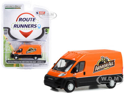 2020 Ram ProMaster 2500 Cargo High Roof Van Armor All Orange and Black Route Runners Series 5 1/64 Diecast Model Car by Green...