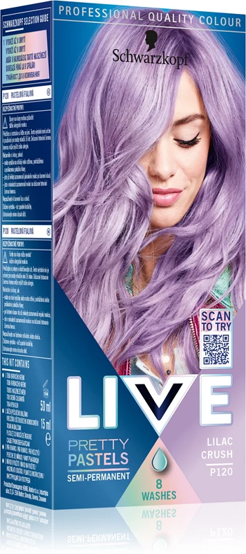 Schwarzkopf LIVE Ultra Brights or Pastel semi-permanent hair dye color 120 Lilac Crush